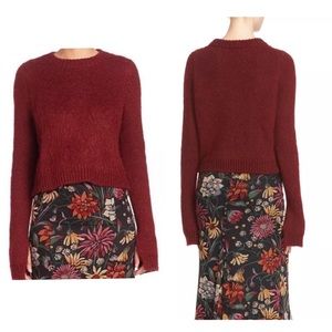 Cinq a Sept Anthropologie Reddish Burgundy Mohair Fuzzy Sweater Size Medium